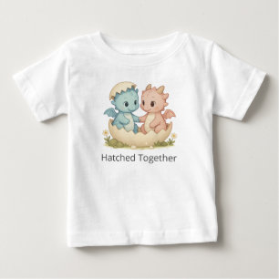 Cute Hatched Together Twin Baby Dragons T-Shirt 