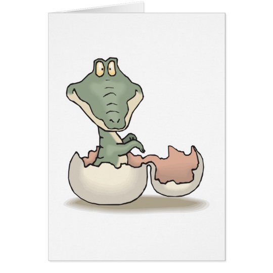 cute hatching baby alligator card