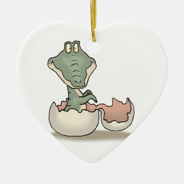 cute hatching baby alligator ceramic tree decoration (Front)