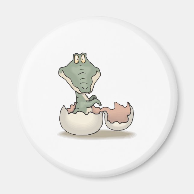 cute hatching baby alligator magnet (Front)