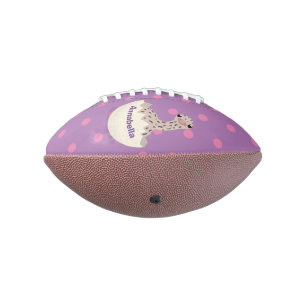 Cute hatching baby ostrich cartoon illustration american football