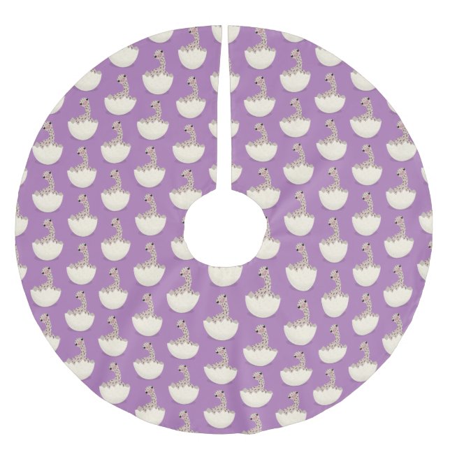 Cute hatching baby ostrich cartoon illustration brushed polyester tree skirt (Front)