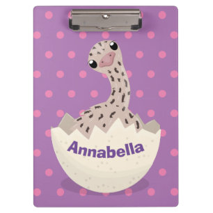 Cute hatching baby ostrich cartoon illustration clipboard