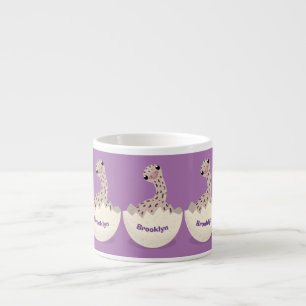 Cute hatching baby ostrich cartoon illustration espresso cup