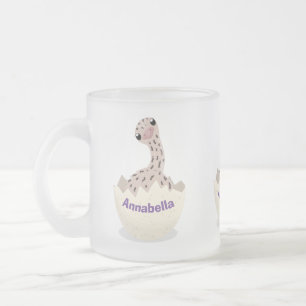 Cute hatching baby ostrich cartoon illustration frosted glass coffee mug