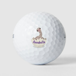 Cute hatching baby ostrich cartoon illustration golf balls