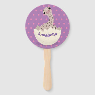Cute hatching baby ostrich cartoon illustration hand fan