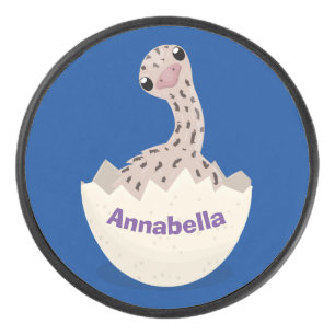 Cute hatching baby ostrich cartoon illustration hockey puck