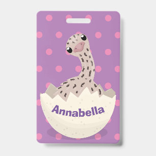 Cute hatching baby ostrich cartoon illustration ID badge