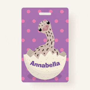 Cute hatching baby ostrich cartoon illustration ID badge