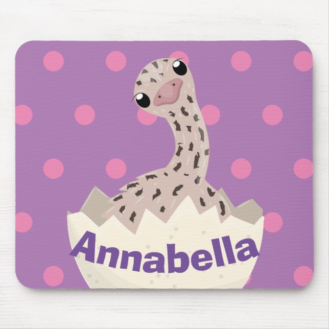 Cute hatching baby ostrich cartoon illustration mouse mat (Front)