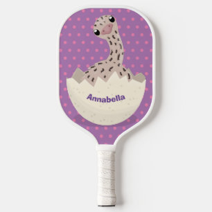 Cute hatching baby ostrich cartoon illustration pickleball paddle