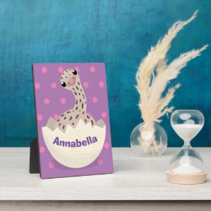 Cute hatching baby ostrich cartoon illustration plaque