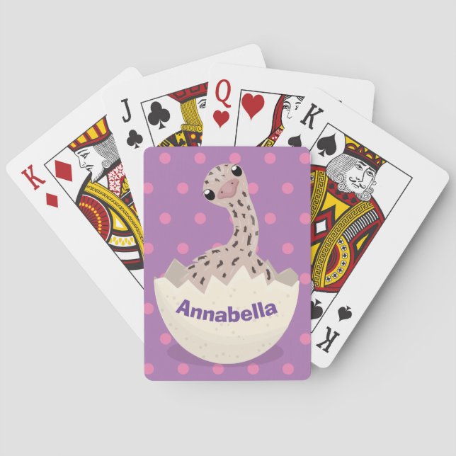 Cute hatching baby ostrich cartoon illustration playing cards (Back)