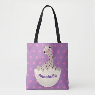 Cute hatching baby ostrich cartoon illustration tote bag