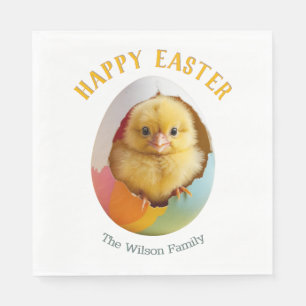 Cute Hatching Chick Colourful Easter Egg Table Napkin