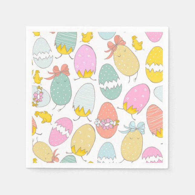 Cute Hatching Chicks and Easter Eggs Napkin (Front)