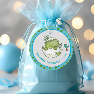 Cute Hatching Dino Baby Shower Favour Tag 