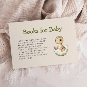 Cute Hatching Dinosaur Baby Shower Books Enclosure Card