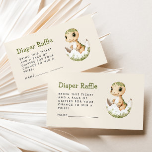 Cute Hatching Dinosaur Baby Shower Diaper Raffle Enclosure Card