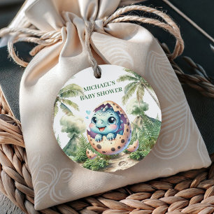 Cute Hatching Soon Baby Dino Shower Favour Tags
