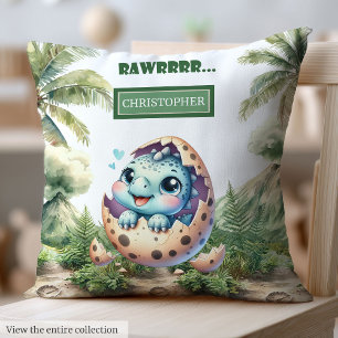 Cute Hatching Soon Baby Dinosaur Personalized   Cushion
