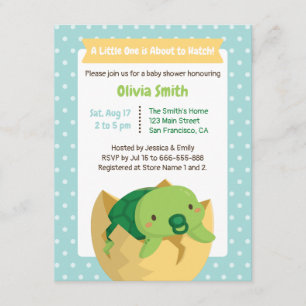 Cute Hatching Turtle Boy Baby Shower Invitations