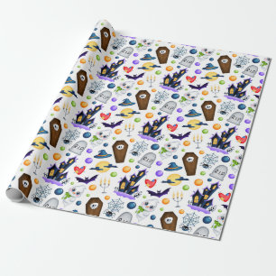 Cute Haunted House Halloween Pattern Wrapping Paper