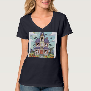 Cute Haunted House with Smiling Ghosts T-Shirt
