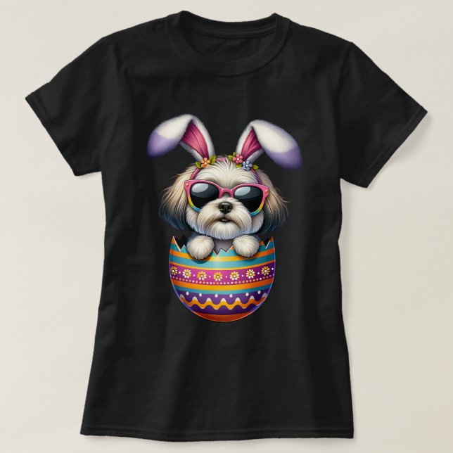 Cute Havanese Egg Happy Easter Day Dog Dad Dog Mum T-Shirt (Design Front)