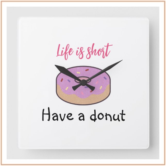Cute Have A Doughnut   Square Wall Clock (Creator Uploaded)