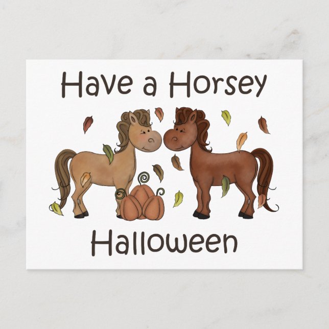 Cute Have a Horsey Halloween Horse Holiday Postcard (Front)