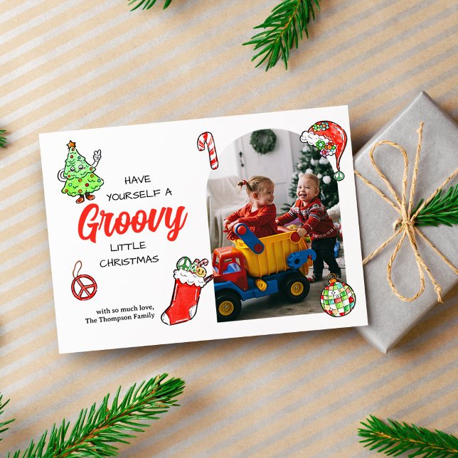 Cute Have Yourself A Groovy Little Christmas Photo Holiday Card (Creator Uploaded)