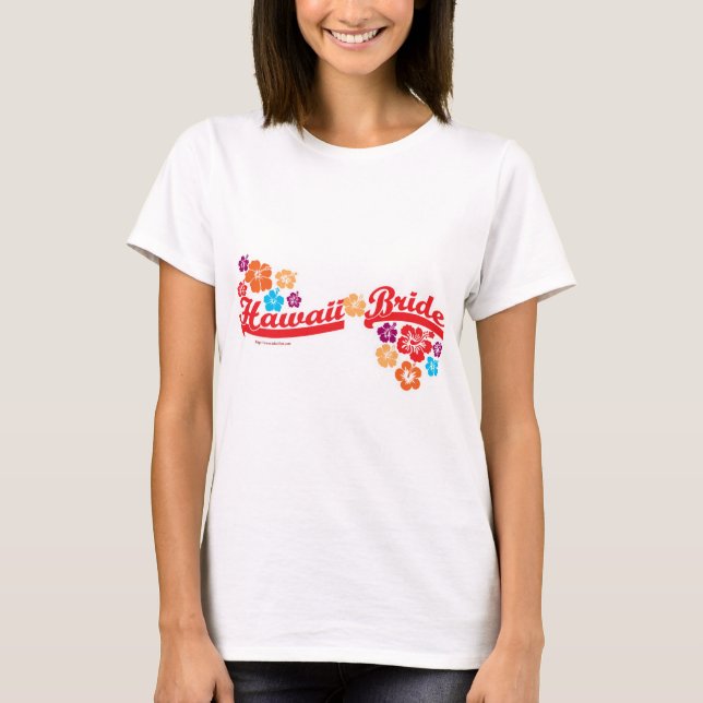 Cute Hawaii Bride Destination Wedding Logo T-Shirt (Front)