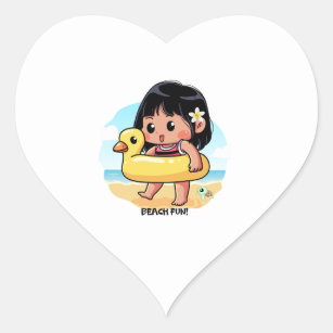 Cute Hawaiian Beach Day  Heart Sticker