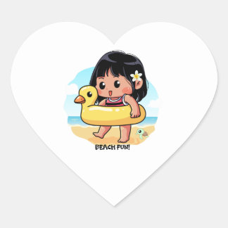Cute Hawaiian Beach Day Heart Sticker