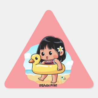Cute Hawaiian Beach Day Triangle Sticker