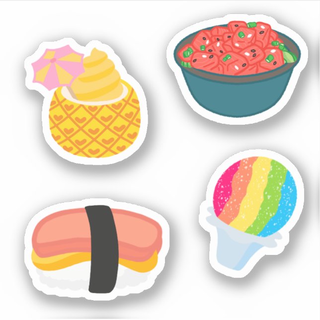Cute Hawaiian Food Sticker Pack (Front)
