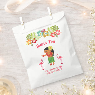 Cute Hawaiian Hula Girl Luau Birthday Party Favour Bags