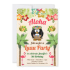 Cute Hawaiian Penguin | Luau Birthday Party Invite