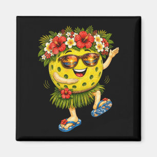 Cute Hawaiian Pickleball Ball Tropical Beach Magnet