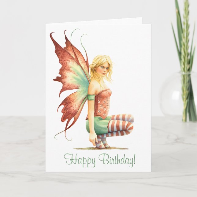 Cute "Hawthorn Fairy" Birthday Card (Front)