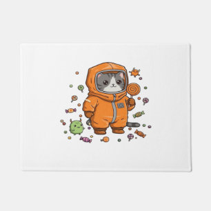 Cute Hazmat Cat Halloween Candy Monster Fun Oversi Doormat