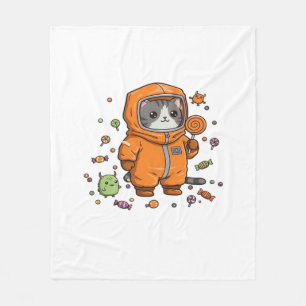 Cute Hazmat Cat Halloween Candy Monster Fun Oversi Fleece Blanket