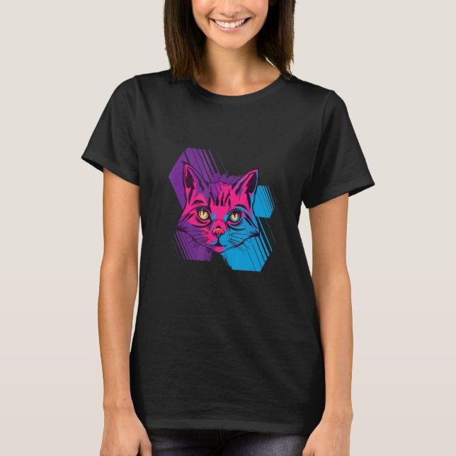 Cute Head Cat For Kitten  Colourful For Cat T-Shirt (Front)