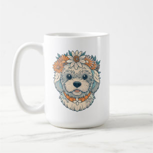 cute-head-maltipoo-dog-with-flowers coffee mug