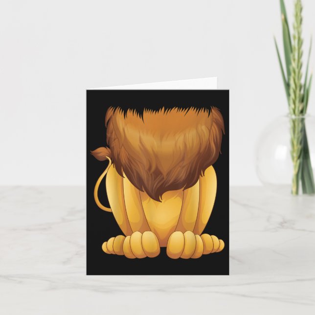 Cute Headless Lion Costume Halloween Funny Big Cat Card (Front)