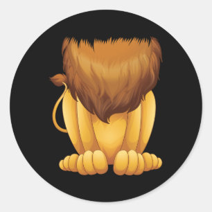 Cute Headless Lion Costume Halloween Funny Big Cat Classic Round Sticker