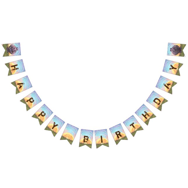 Cute Heads and Tails Hippo Birthday Party Banner (All)