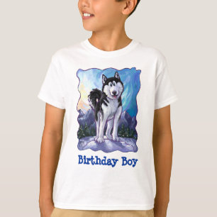 Cute Heads and Tails Husky Birthday Boy T-Shirt